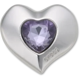 Ασημένια και μωβ γούρια Jibbitz Smt Gem Heart