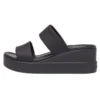 Brooklyn Double Strap Round Toe Mid Wedge Slides “Black”