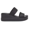 Brooklyn Double Strap Round Toe Mid Wedge Slides “Black”