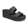 Brooklyn Double Strap Round Toe Mid Wedge Slides “Black”