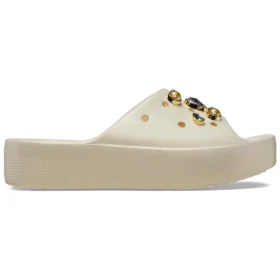 Classic Crystals Pearls Platform Slides “Λευκό”