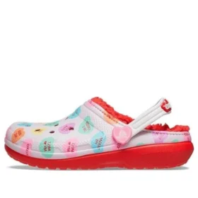 Classic Lined Clog Sweethearts με επένδυση και ψηλό τακούνι «Κόκκινο Λευκό»