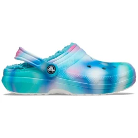 Classic Lined Clog “White Blue Aqua”