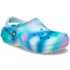 Classic Lined Clog “White Blue Aqua”