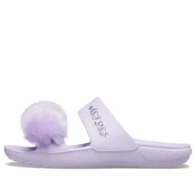 Κλασικά σανδάλια slip-on με γούνα “Lilac”