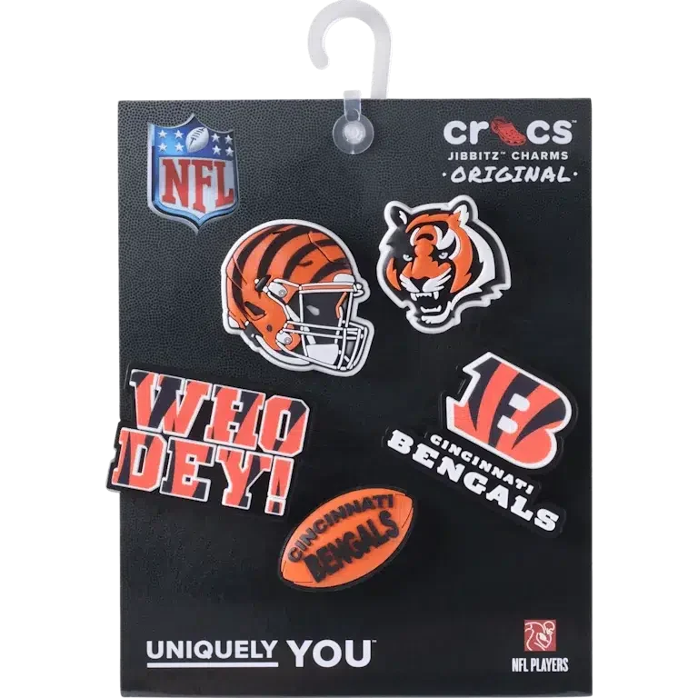 NFL Cincinnati Bengals, σετ 5 γουριών Jibbitz για παπούτσια NFL Cincinnati Bengals, σετ 5 γουριών Jibbitz για παπούτσια