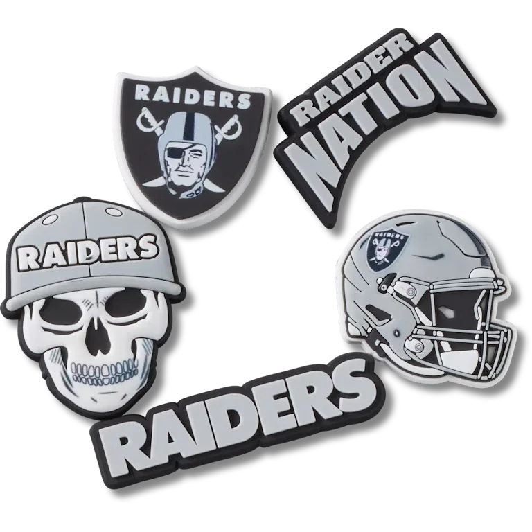 NFL Las Vegas Raiders, σετ 5 γούριας Jibbitz για παπούτσια NFL Las Vegas Raiders, σετ 5 γούριας Jibbitz για παπούτσια