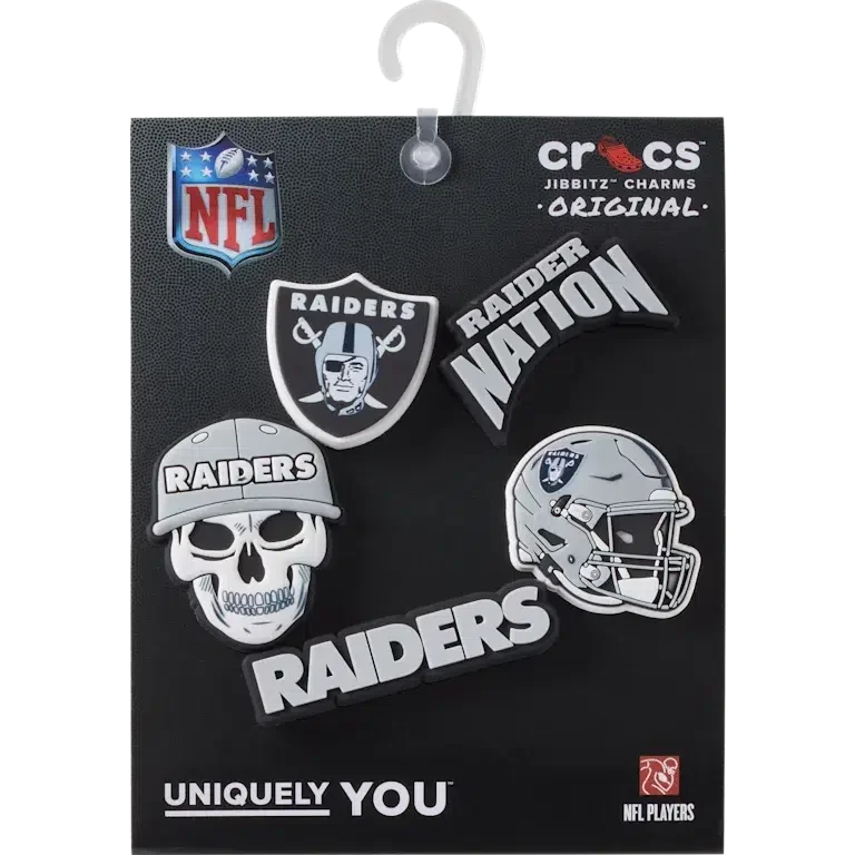 NFL Las Vegas Raiders, σετ 5 γούριας Jibbitz για παπούτσια NFL Las Vegas Raiders, σετ 5 γούριας Jibbitz για παπούτσια