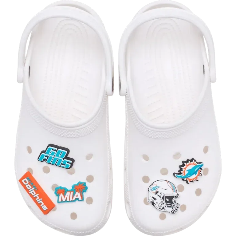 NFL Miami Dolphins Σετ 5 γούρια Jibbitz για παπούτσια NFL Miami Dolphins Σετ 5 γούρια Jibbitz για παπούτσια