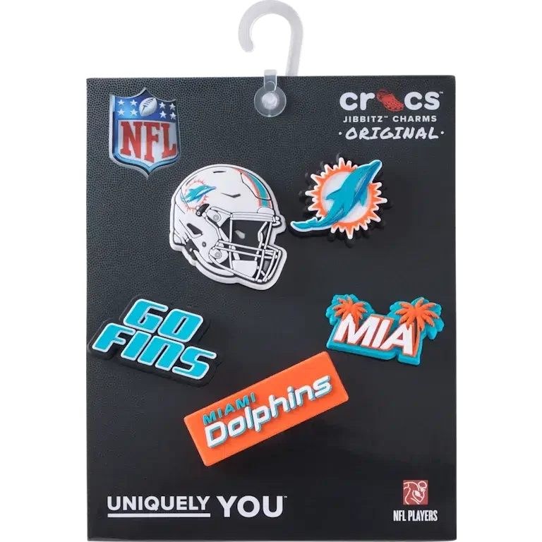 NFL Miami Dolphins Σετ 5 γούρια Jibbitz για παπούτσια NFL Miami Dolphins Σετ 5 γούρια Jibbitz για παπούτσια