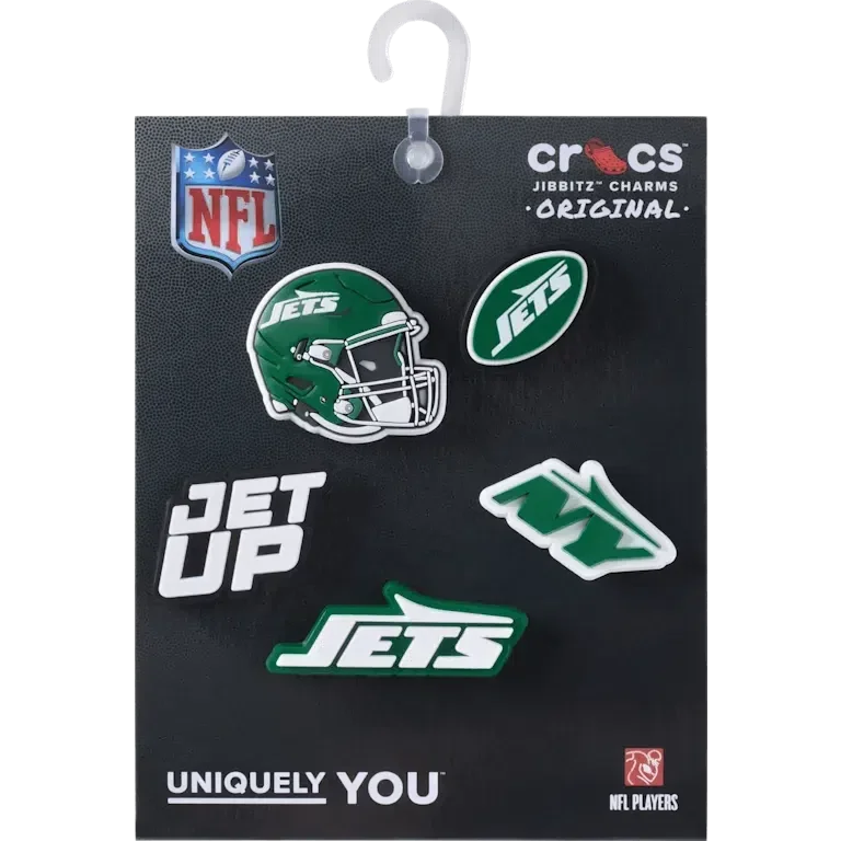 NFL New York Jets, σετ 5 γούριας Jibbitz για παπούτσια NFL New York Jets, σετ 5 γούριας Jibbitz για παπούτσια