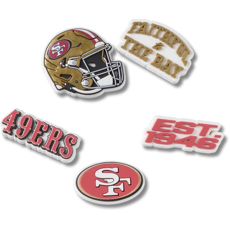 NFL San Francisco 49ers, σετ 5 γούριας Jibbitz για παπούτσια NFL San Francisco 49ers, σετ 5 γούριας Jibbitz για παπούτσια