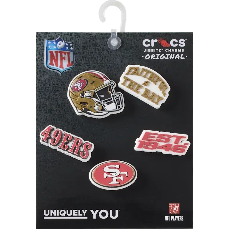 NFL San Francisco 49ers, σετ 5 γούριας Jibbitz για παπούτσια NFL San Francisco 49ers, σετ 5 γούριας Jibbitz για παπούτσια