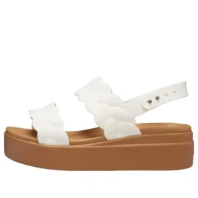 Σανδάλια με πλεκτή σόλα και τακούνι Brooklyn “White Brown”